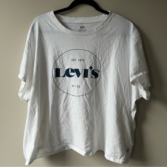 Levi’s GRAPHIC VARSITY T-SHIRT in white and blue women’s size 3XL - Picture 2 of 10